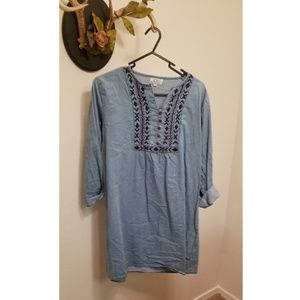 Chambray Embroidered Dress